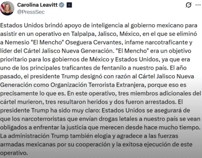 EU confirma apoyo en operativo donde murió “El Mencho”; Trump designó al CJNG como organización terrorista