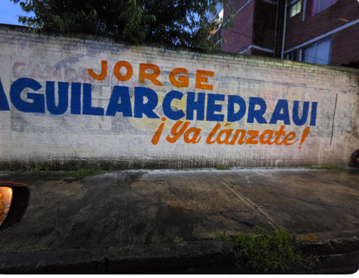 Aparecen bardas en La Flor con mensaje político a favor de Jorge Aguilar Chedraui; crecen especulaciones rumbo al PAN Puebla
