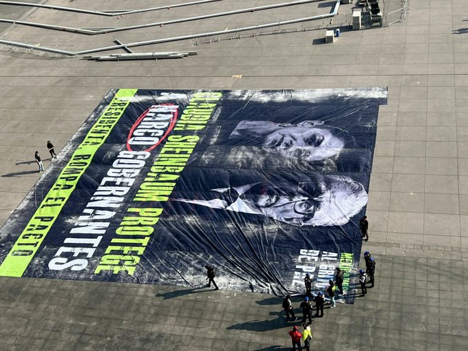 Acusan censura frente a Palacio Nacional; organización denuncia bloqueo a protesta contra Rocha Moya