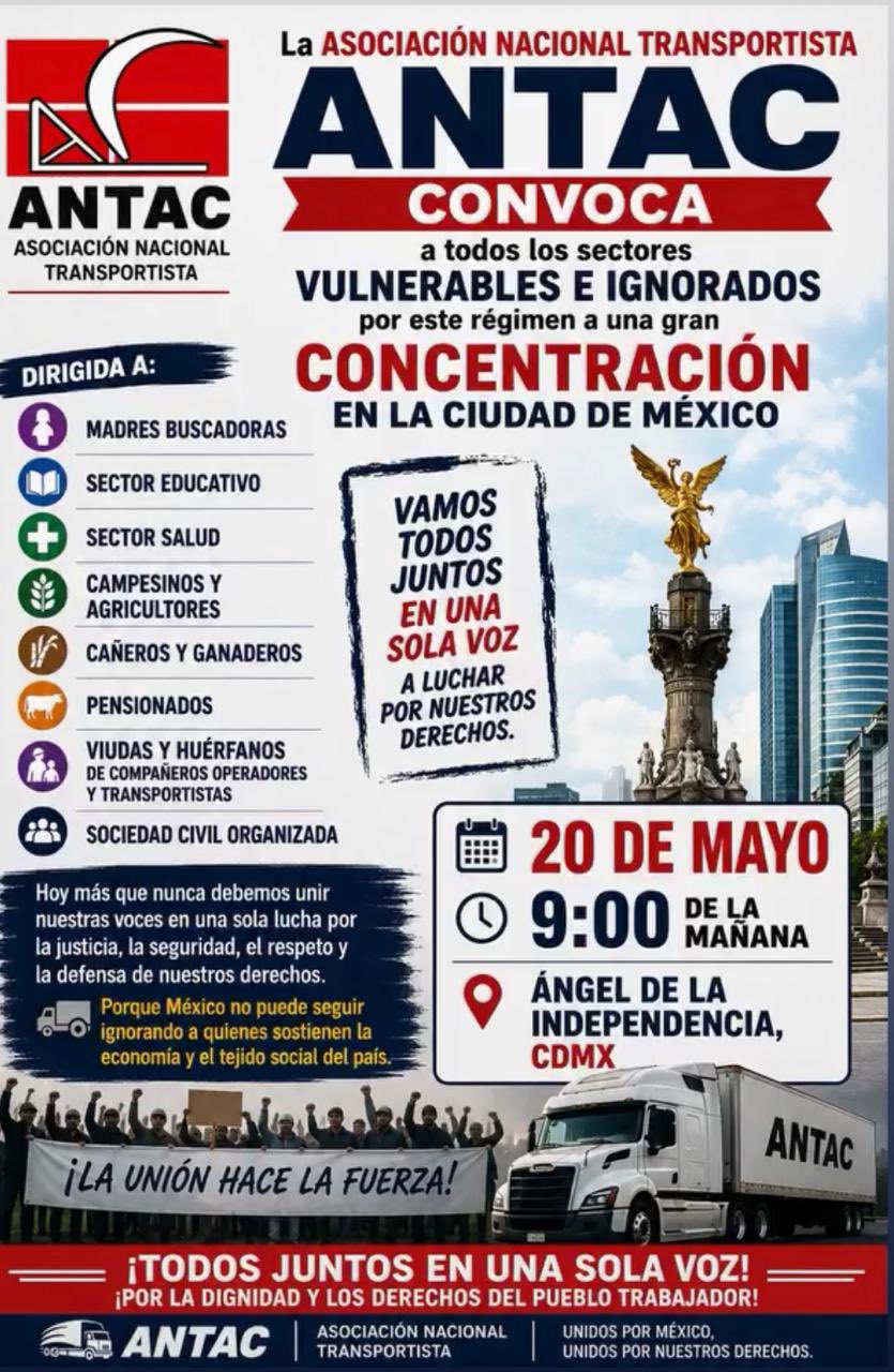 Transportistas convocan protesta nacional contra el “régimen” de Morena en CDMX