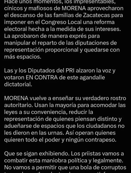 Alito acusa a Morena de “meter mano” en las plurinominales de Zacatecas