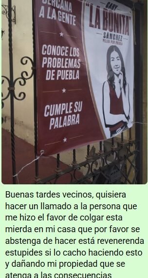 “Gaby La Bonita” provoca molestia vecinal por colocación de propaganda política en propiedad privada
