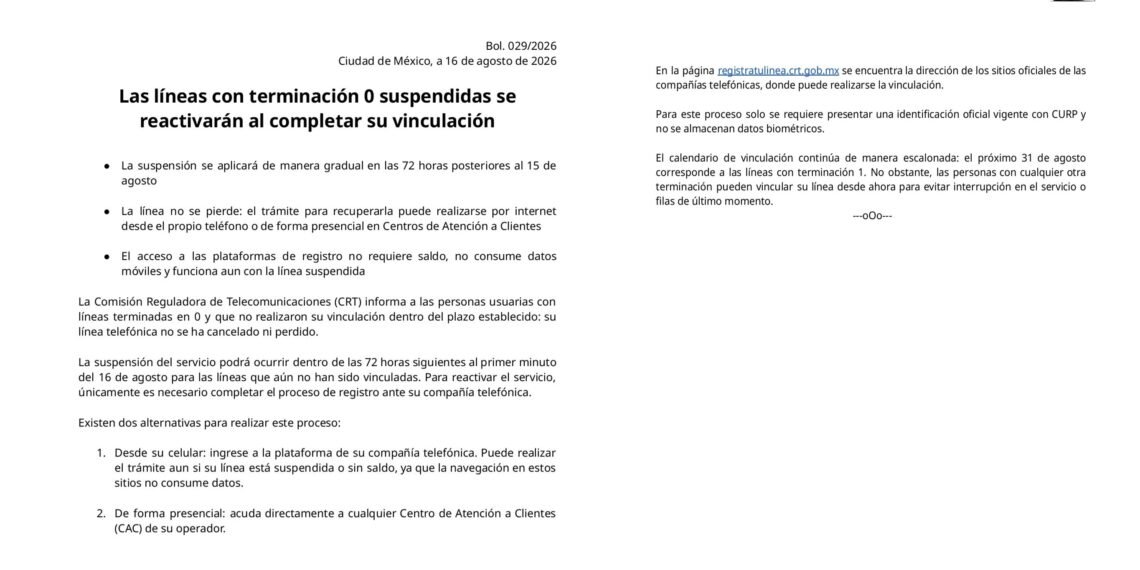 ¿Te quedaste sin señal? CRT aclara qué pasará con las líneas no vinculadas